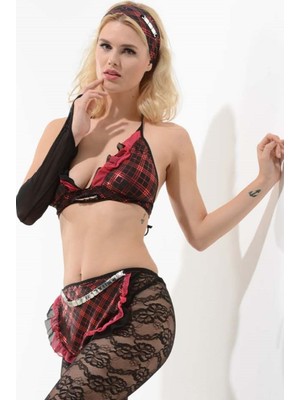 14 Şubat Sevgililer Gününe Özel wMc Collection Siyah Kırmızı Fantezi Hizmetçi Kostüm