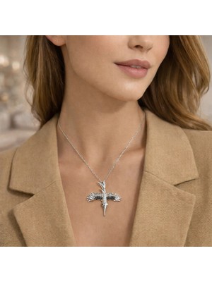 Ankakuşu Çelik Gümüş Renkli Kolye