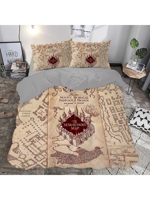Sarel Marauder's Map Baskılı 3D Çift Kişilik Nevresim Takımı