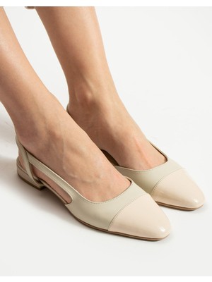 Emienza Papavero 1.sınıf Vegan Deri Oval Rugan Deri Burun Bayan Babet