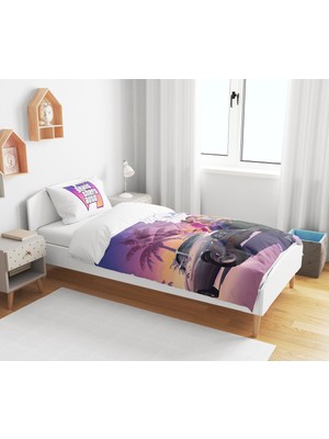 Sarel Gta Oyunu Baskılı 3D Tek Kişilik Nevresim