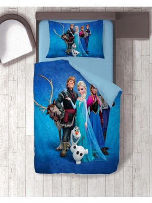 Sarel Elsa Frozen Baskılı 3D Tek Kişilik Nevresim Takımı