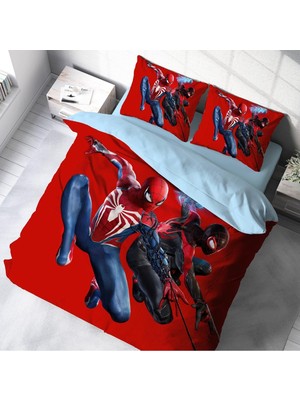 Sarel Örümcek Adam Baskılı 3D Çift Kişilik Nevresim Takımı