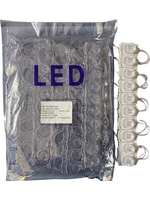 Powerr Led Aydınlatma 100 Adet 12 Volt 1.5 Watt Tek Lensli 6500K Beyaz 3030 LED Modül IP65 1 Paket