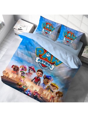 Sarel Paw Patrol Baskılı 3D Çift Kişilik Nevresim Takımı