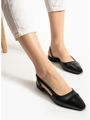 Emienza Papavero 1.sınıf Vegan Deri Oval Rugan Deri Burun Bayan Babet