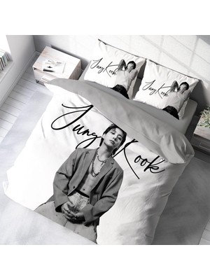Sarel Jungkook Baskılı 3D Çift Kişilik Nevresim Takımı