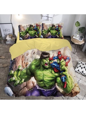 Sarel Yeşil Dev Baskılı 3D Çift Kişilik Nevresim Takımı