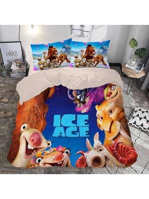 Sarel Buz Devri Baskılı 3D Çift Kişilik Nevresim Takımı