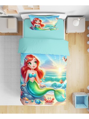 Sarel Deniz Kızı Baskılı 3D Tek Kişilik Nevresim