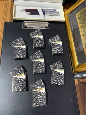 The Kibrit House  Dekoratif Puantiyeli Benekli Kibrit Kutuları - Gri Uclu 7’li Set