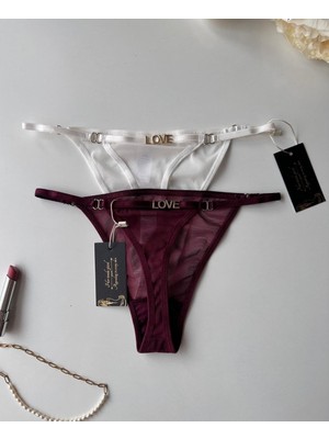 Intive Lingerie Valerie Arkası 'love' Yazılı Ağı Pamuklu Tül Tanga - Limited