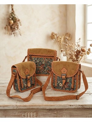 Otantik Desenli & Süet Detaylı Bohem Omuz Çantası