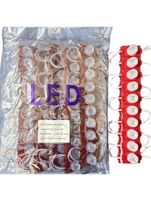 Powerr Led Aydınlatma 100 Adet 12 Volt 1.5 Watt Tek Lensli Kırmızı 3030 LED Modül IP65 1 Paket