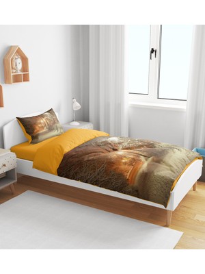 Sarel Snow-Kar Desenli Baskılı 3D Tek Kişilik Nevresim