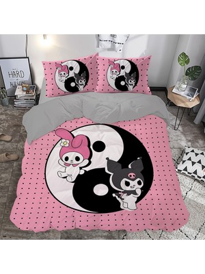 Sarel Sanrio Çizgi Film Baskılı 3D Çift Kişilik Nevresim Takımı