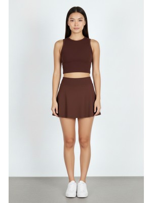 Softandbasic Kadın Takım Bol Kesim Içi Taytlı Cep Detaylı Etek ve Üst Ikili Takım