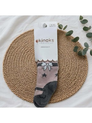 Ekinoks Fiyonk Desenli Dikişsiz Koton Kız Çocuk Külotlu Çorap - RYZEÇ013 - Gül Kurusu - 0 - 12 Ay Gül Kurusu
