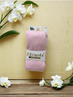 Ekinoks Düz Renk Dikişsiz Bambu Unısex Çocuk Külotlu Çorap - RYZEÇ021 - Pembe - 1 - 2  Yaş Pembe