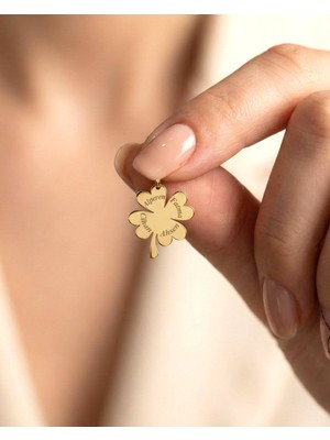 İndigo Takı Isimli Dört Yaprak Yonca 14 Ayar Altın Kolye Ucu