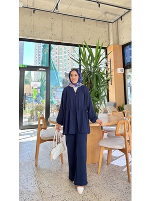 Bluezade Ayrobin Bağcıklı Ikili Takım Pantolon Tesettür Alt Üst