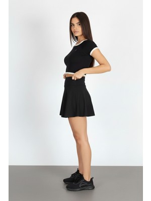 Softandbasic Kadın Takım Bol Kesim Içi Taytlı Cep Detaylı Etek ve Üst Ikili Takım