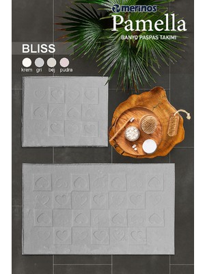 Merinos Pamella 2 Li Banyo Paspas Takımı Bliss Gri