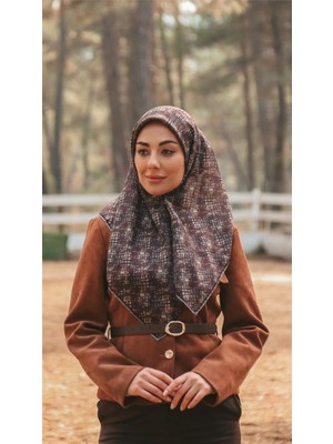Lo'cella Pamuklu Soft Eşarp 4521-4 Siyah-Bordo
