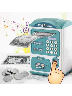 Techtic Kumbara Elektronik Kasa  Dijital Para Biriktirme Kasası Mini Atm Makinesi Şifreli Atm Kumbara Sticker Hediye