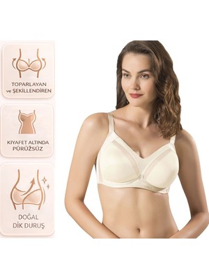 Bipamuk Kadın C Toparlayıcı Küçültücü Premuım Sütyen Doğal ve Dengeli Görünüm