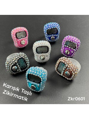 Begün Lüks Taşlı Zikirmatik (6 Adet)...hac-Umre-Mevlid Hediyelik Dijital Tesbih...karışık Renk...