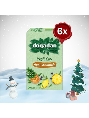Yılbaşı Paketi Yeşil Çay Açai Ananaslı Bardak Poşet Çay x 6