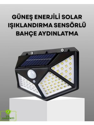 Narnuga 100 LED Solar Lamba Hareket Algılamalı Bahçe Duvar Dış Mekan Aydınlatma