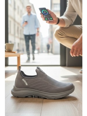 Enoch Erkek Örgü Dokulu Bağcıksız Geçmeli Esnek Tabanlı Günlük Yürüyüş Ayakkabısı