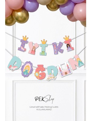Pekshop Prenses Iyi Ki Doğdun Banner Prenses Tema Doğum Günü Parti Süsleri Ipe Dizili Duvar Süsü
