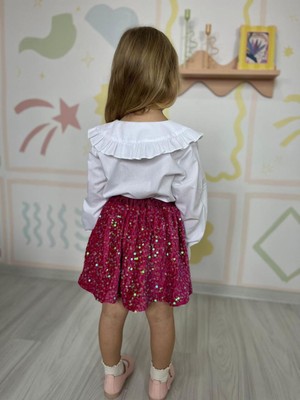 Butik Kız Çocuk Payet Etekli Gömlekli 2'li Takım