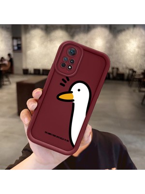 Ucuc Xiaomi Redmi Note 11 Pro 4g Uyumlu Kamera Koruma & Şok Dayanıklı Bordo Silikon Kılıf Ördek Düğümü Deseni