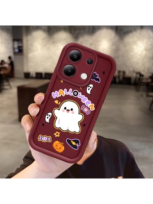 Ucuc Xiaomi Redmi Note 13 4g Uyumlu Burgundy Silikon Kılıf Sevimli Kartoon Desenli Kamerayı Koruyan Anti-Çarpma