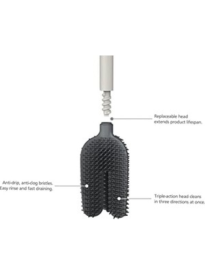 360- Gelişmiş Tuvalet Fırçası ve Saklama Tutucu Seti, Damlatmaz, Tıkanmaz, Üç Kat Hareketli, Değiştirilebilir Fırça Başlığı, Mat Yüzey, Bej