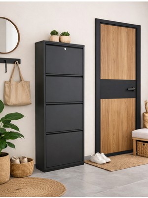 Avenza Living 4 Kapaklı Kilitli Metal Ayakkabılık