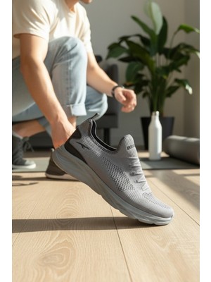 Enoch Erkek Örgü Dokulu Bağcıksız Geçmeli Yüksek Tabanlı Günlük Spor Ayakkabı