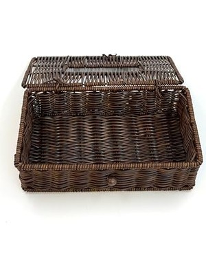 Hasır Görünümlü Plastik Örgülü Peçetelik – Sofra ve Mutfak Için Şık ve Dayanıklı Peçete Saklama Kutusu, Dekoratif ve Pratik Peçetelik, Suya Dayanıklı ve Uzun Ömürlü Tasarım (Tek Gözlü)