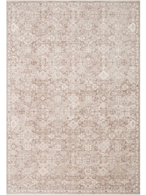 Eko Halı Mahal Mood 07 Beige Viskon ile Üretilen Modern Vintage Desenli Sık Dokuma Makine Halısı Yeni Ürün