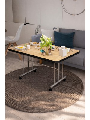 Avenza Living Tekerlekli Masa Orta Sehpa En 70 Boy 110 Yükseklik 58 Metal Ayaklı