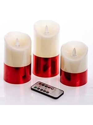 3lü Kumandalı Kırmızı Ledli Mum Set 20