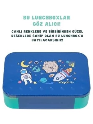 Bento 900ML Lunchbox Tek Katlı 2 Bölmeli Pp Plastik Çocuk Sefer Tası Yemek Kutusu (Lacivert)