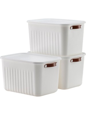 3 Adet Modern Kapaklı Saklama Kutusu Seti -15 Litre – Beyaz -Taşınabilir Kulplu, Dolap Içi Düzenleyici, Çok Amaçlı Organizer Kutu, Oyuncak & Kıyafet Kutusu