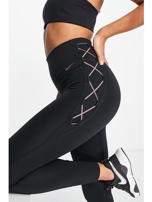 Nike One Training Novelty Dri Fit High Rise 7/8 Leggings 2 Cepli Yüksek Belli Kadın Antreman Taytı Siyah
