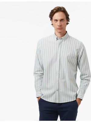 Nautica Erkek Yeşil Classic Fit Çizgili Gömlek