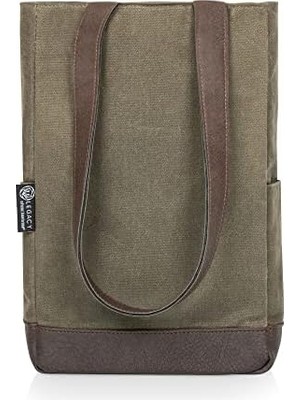 - Picnic Time Markası, Şişe Yalıtımlı Şarap Torbası, Eskitilmiş Mumlu Kanvas Şarap Çantası, Şarap Hediye Çantası